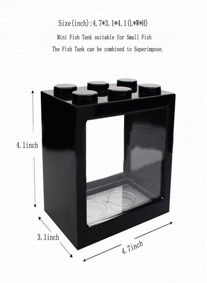 OMEM USB Mini Fish Tank, Desktop Micro-Landscape LED Aquarium Kit, Building Blocks Superimposed Fish Tank (Black) - Image 2